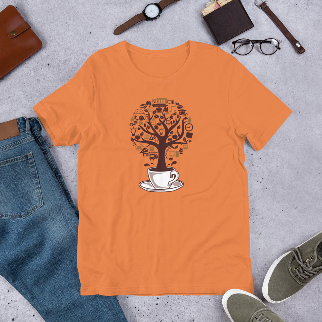 Burnt Orange T-Shirt - Bella + Canvas 3001 Coffee Tree