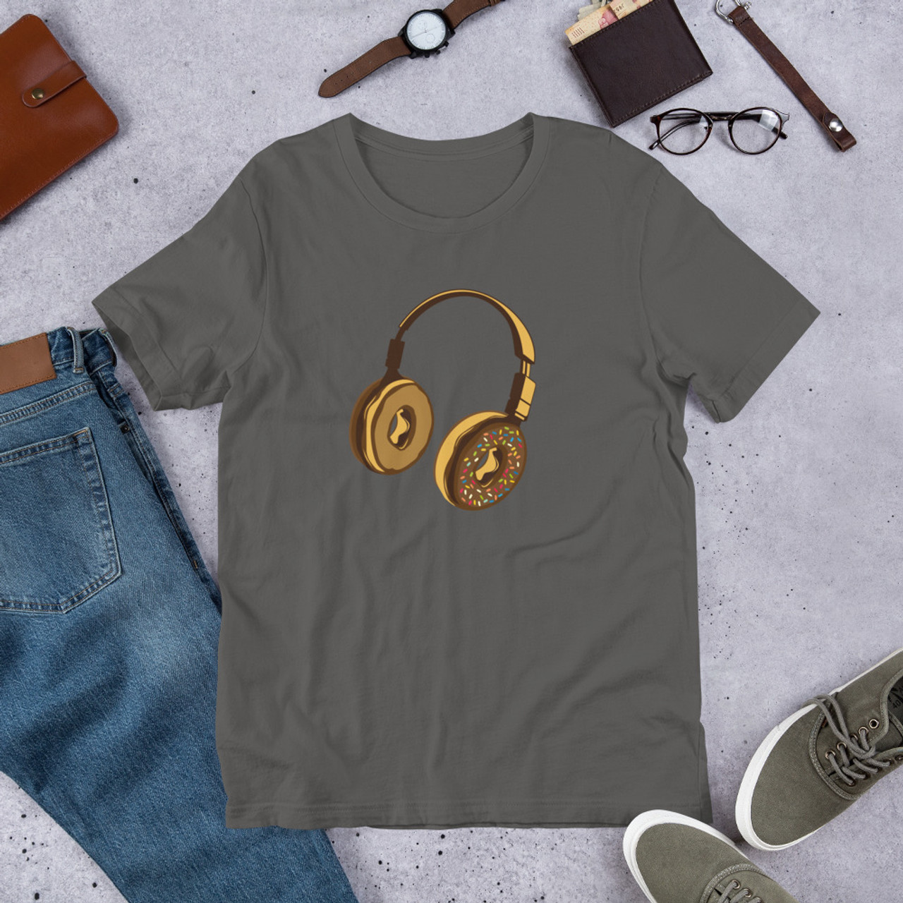 Asphalt T-Shirt - Bella + Canvas 3001 Headphone Donut