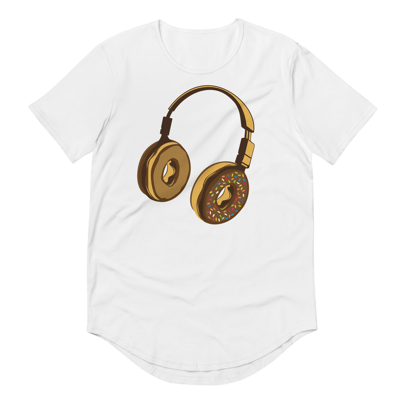 Headphone Donut Curved Hem Tee - Bella + Canvas 3003 