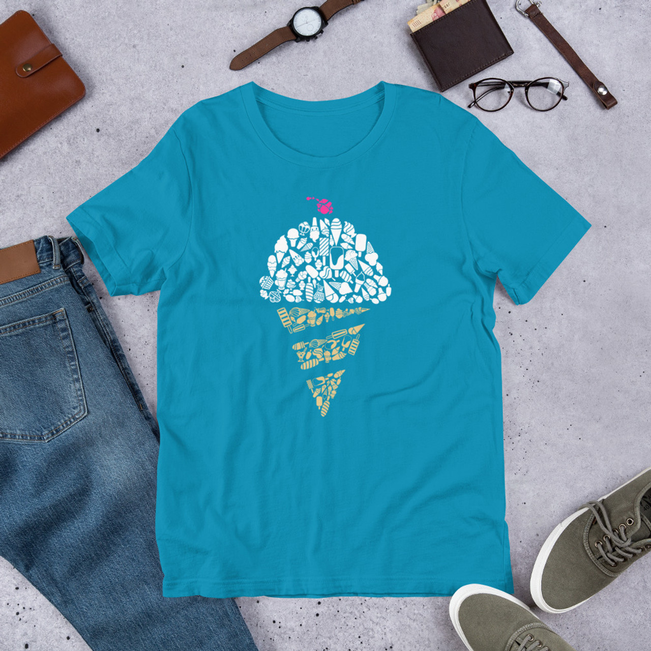 Aqua T-Shirt - Bella + Canvas 3001 Ice Cream
