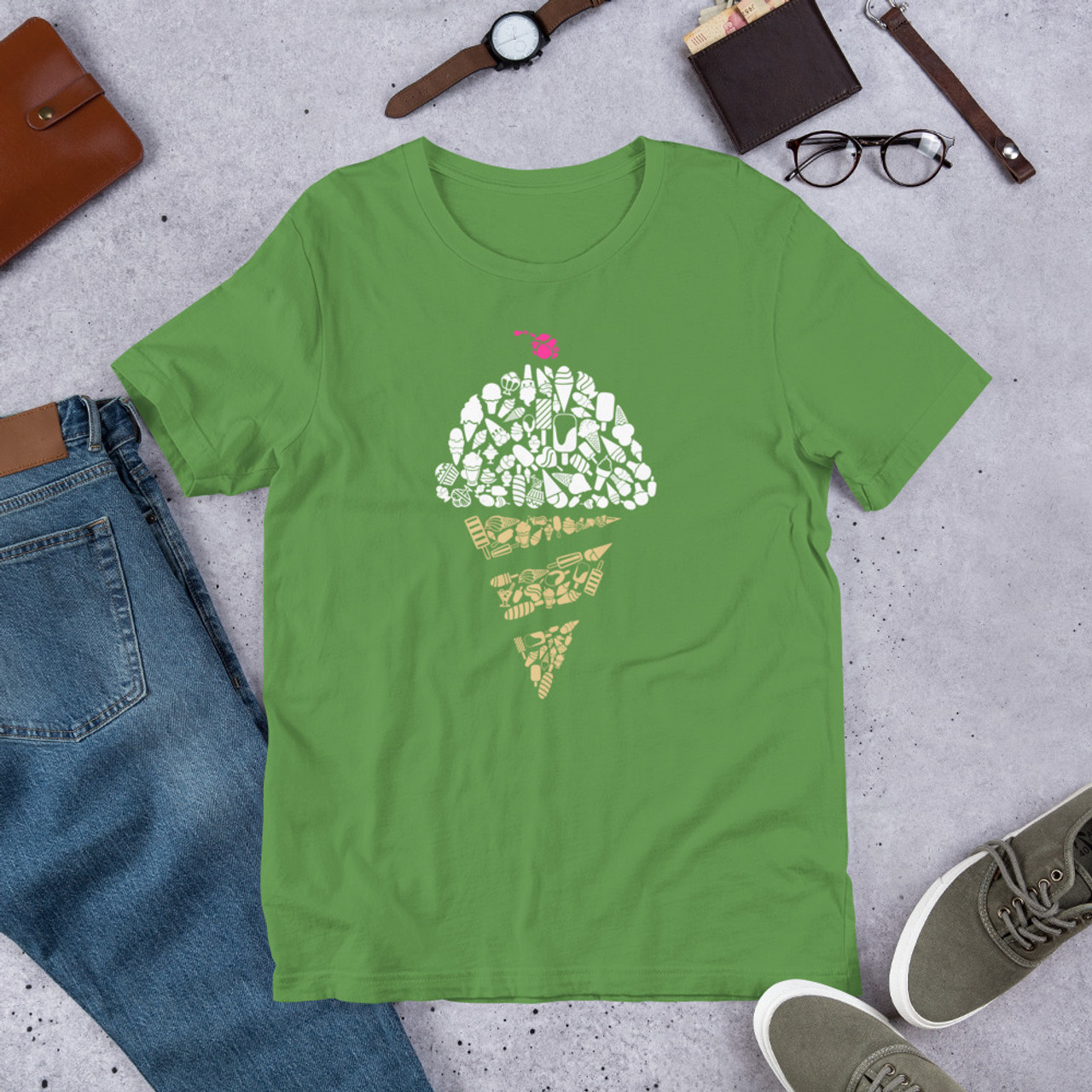 Leaf T-Shirt - Bella + Canvas 3001 Ice Cream