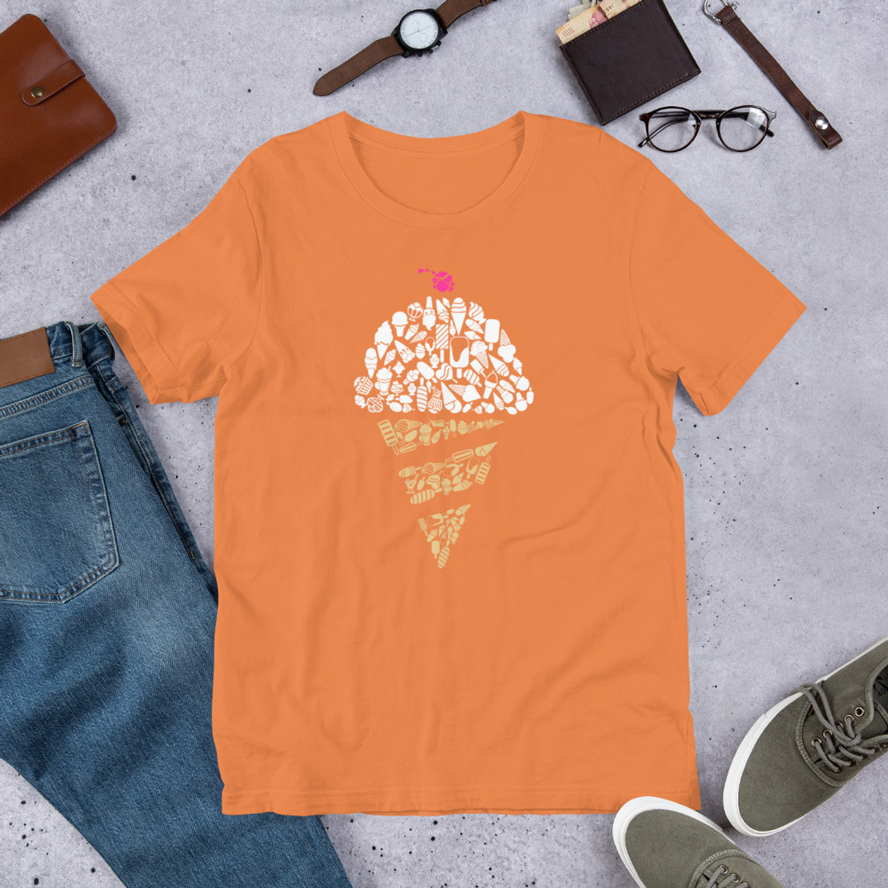 Burnt Orange T-Shirt - Bella + Canvas 3001 Ice Cream