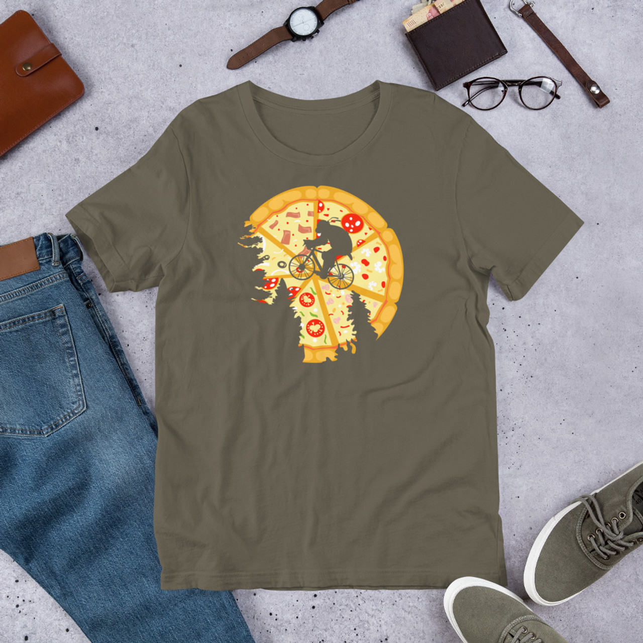 Army T-Shirt - Bella + Canvas 3001 Pizza Moon