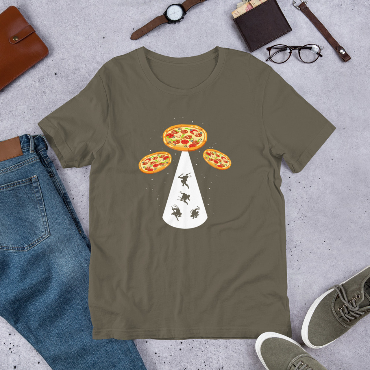 Army T-Shirt - Bella + Canvas 3001 Pizza UFO