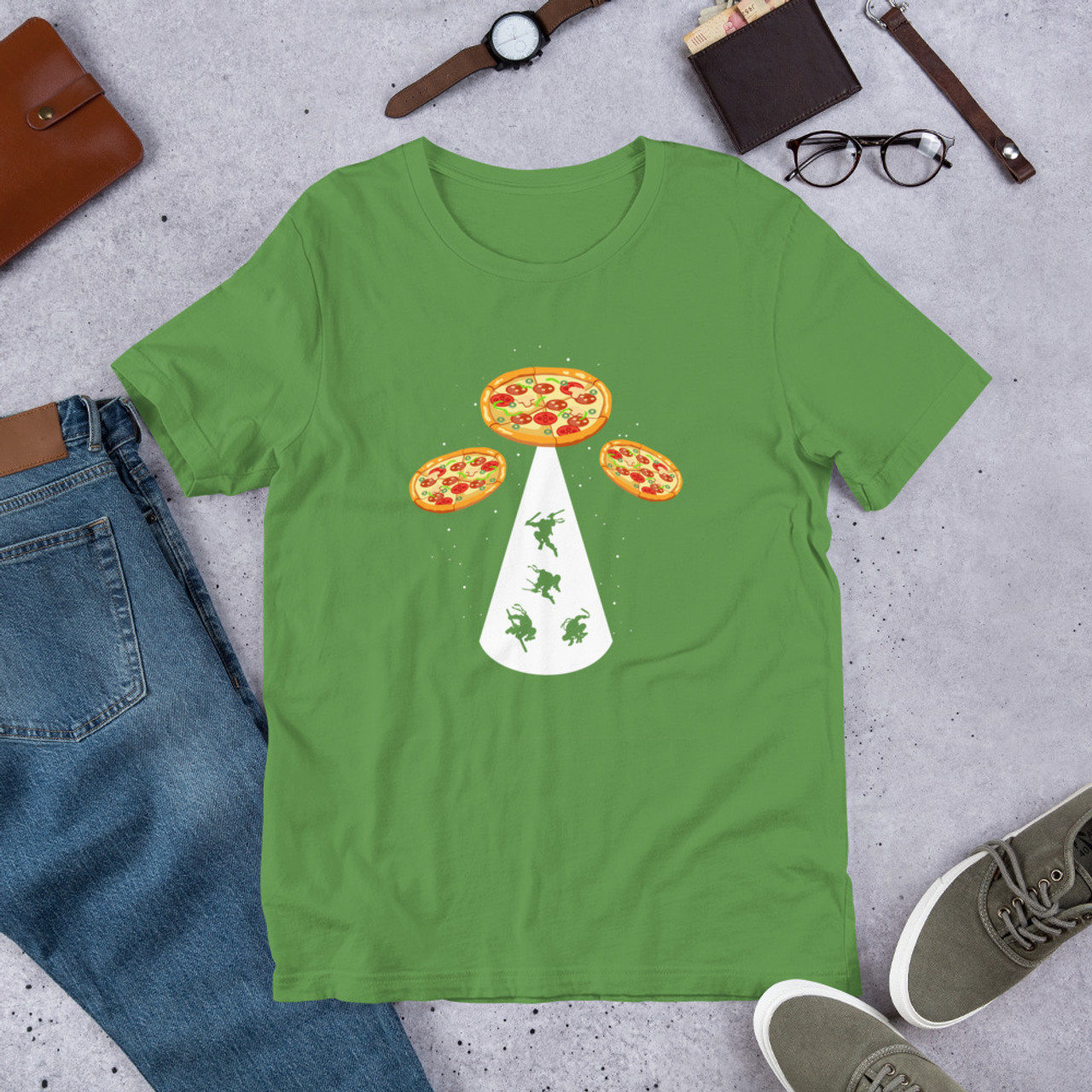 Leaf T-Shirt - Bella + Canvas 3001 Pizza UFO