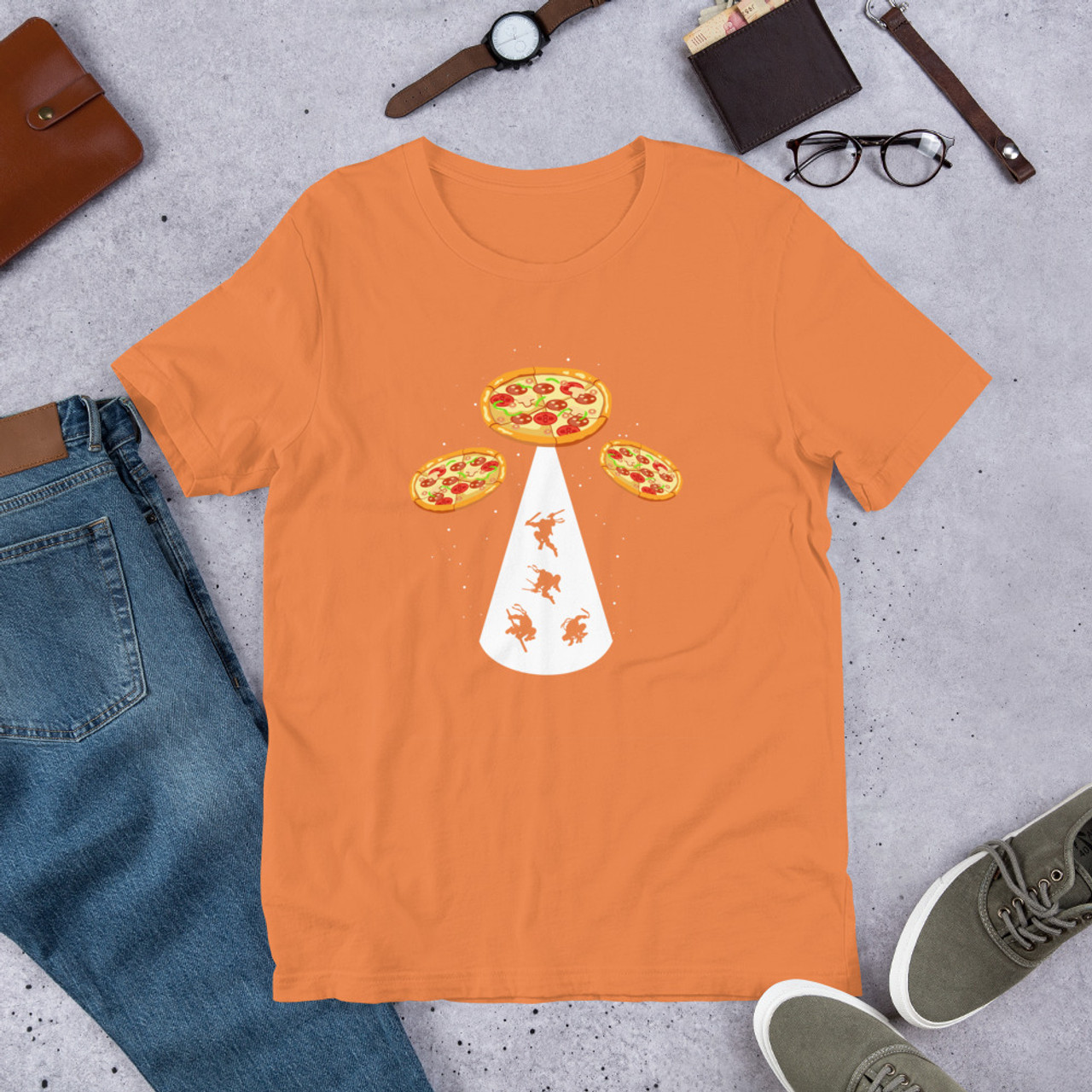 Burnt Orange T-Shirt - Bella + Canvas 3001 Pizza UFO