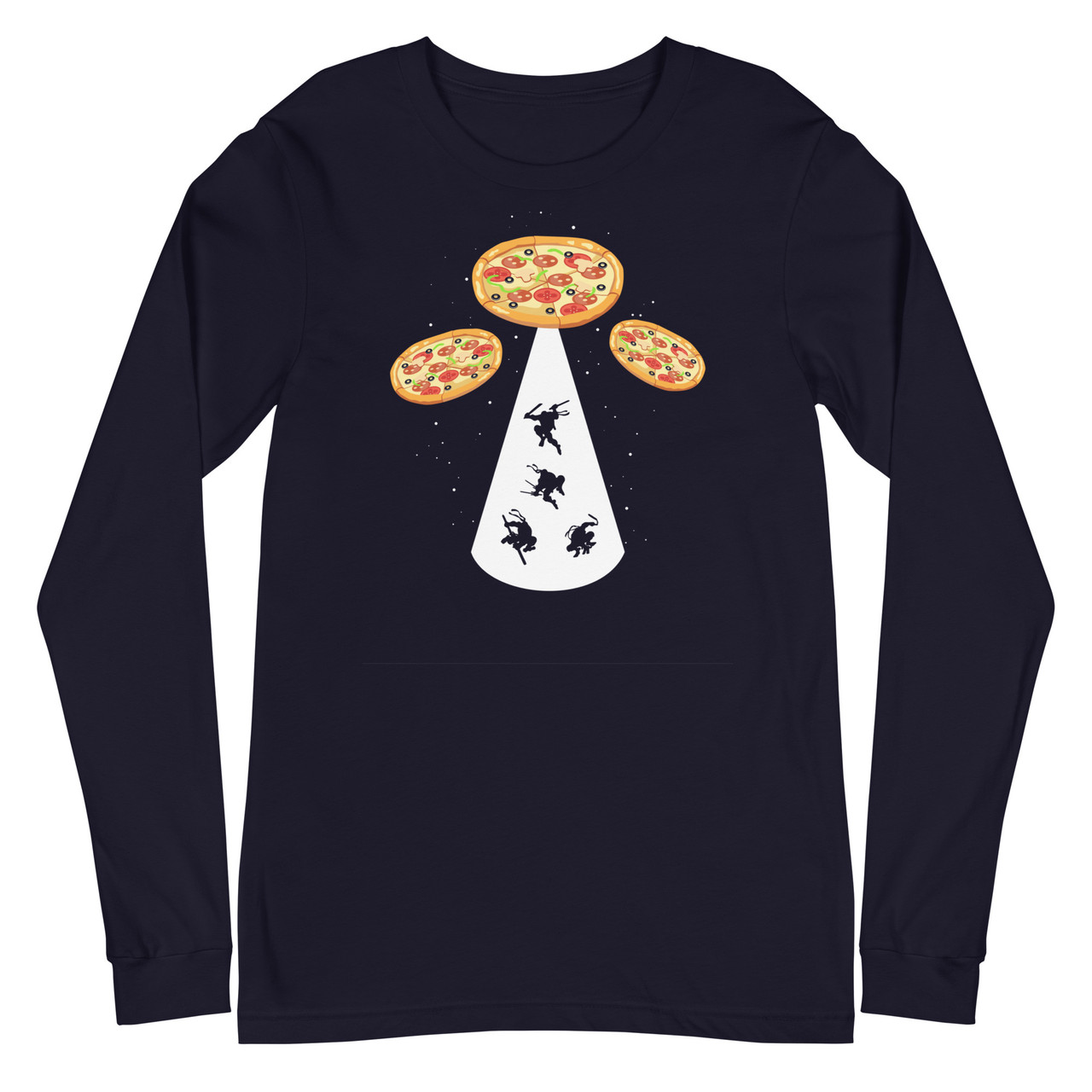 Pizza UFO Unisex Long Sleeve Tee - Bella + Canvas 3501 