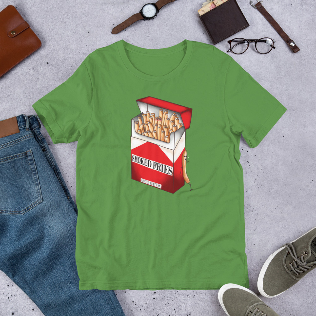 Leaf T-Shirt - Bella + Canvas 3001 Smoked Fries