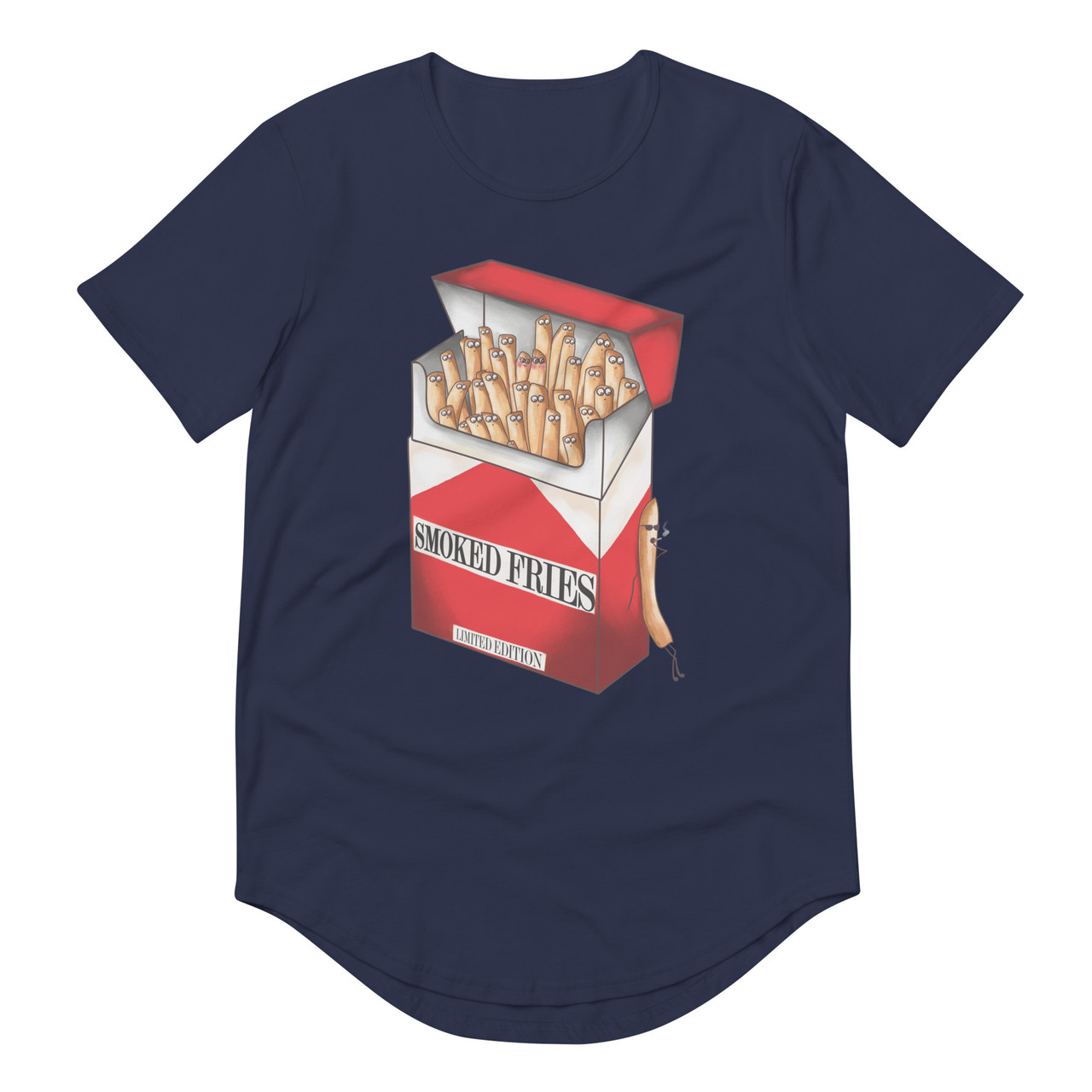 Smoked Fries Curved Hem Tee - Bella + Canvas 3003 