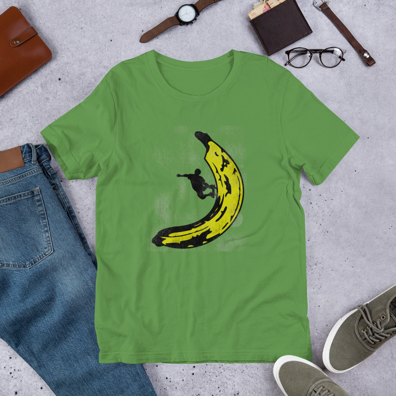 Leaf T-Shirt - Bella + Canvas 3001 Banana Skateboard