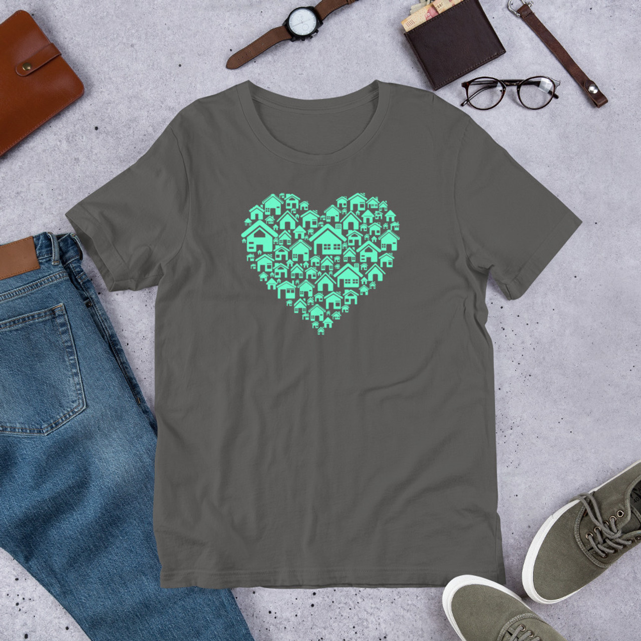 Asphalt T-Shirt - Bella + Canvas 3001 Home Heart