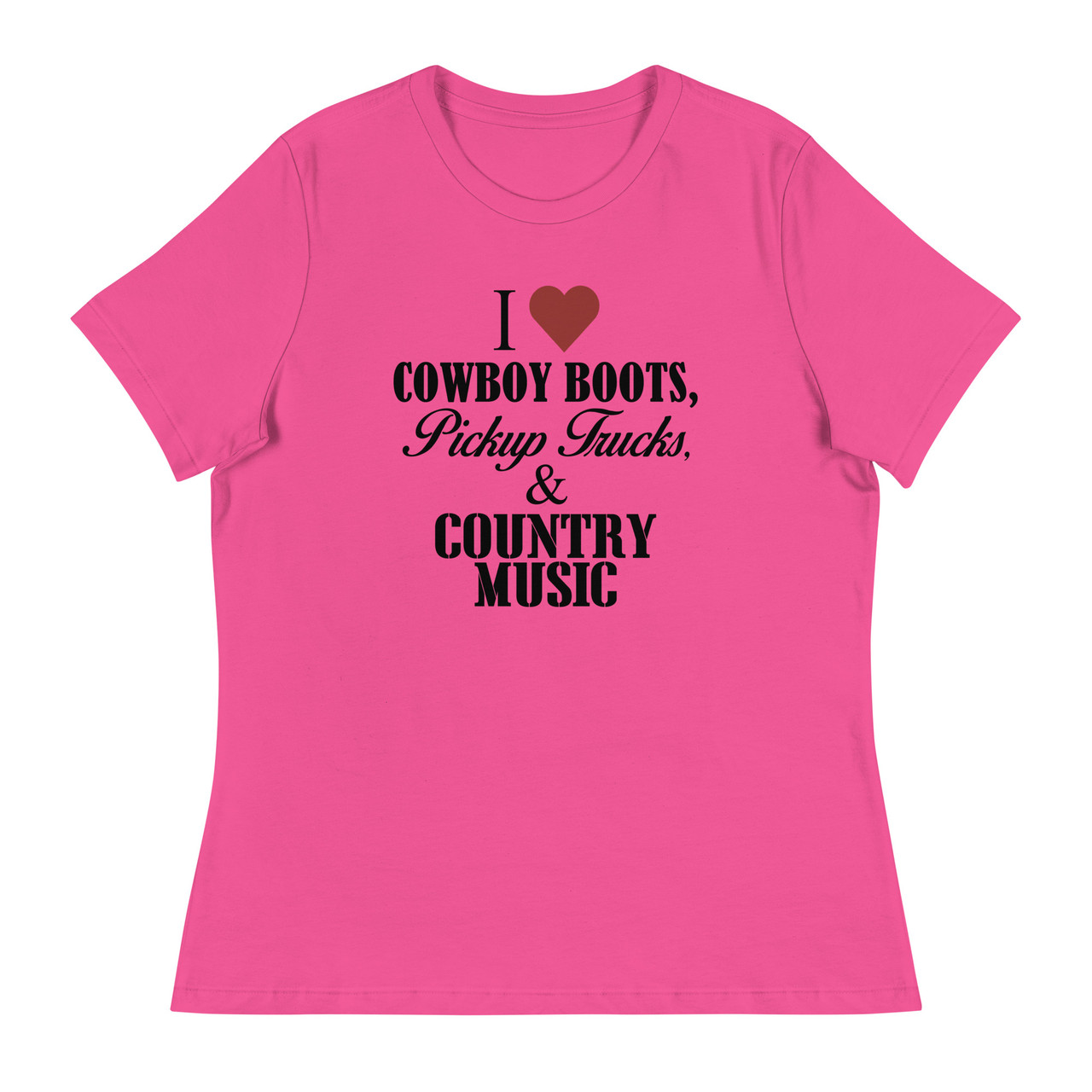 I Love Cowboy Boots Women's Relaxed T-Shirt - Bella + Canvas 6400 