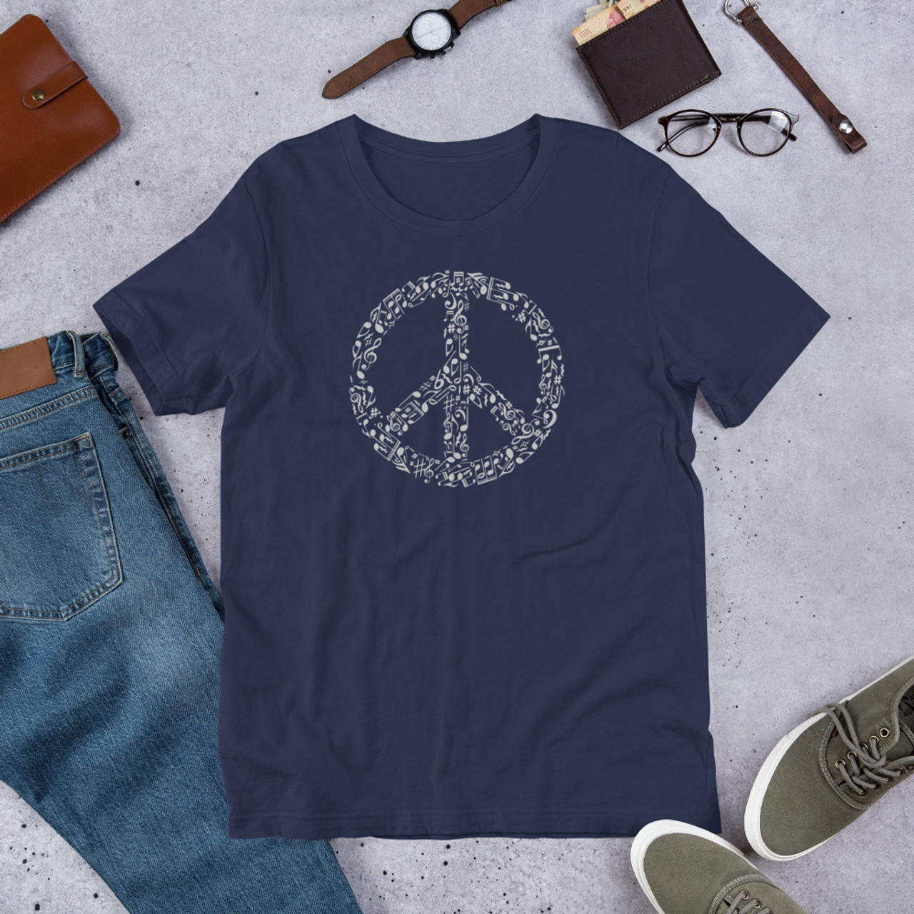 Navy T-Shirt - Bella + Canvas 3001 Rhyme in Peace