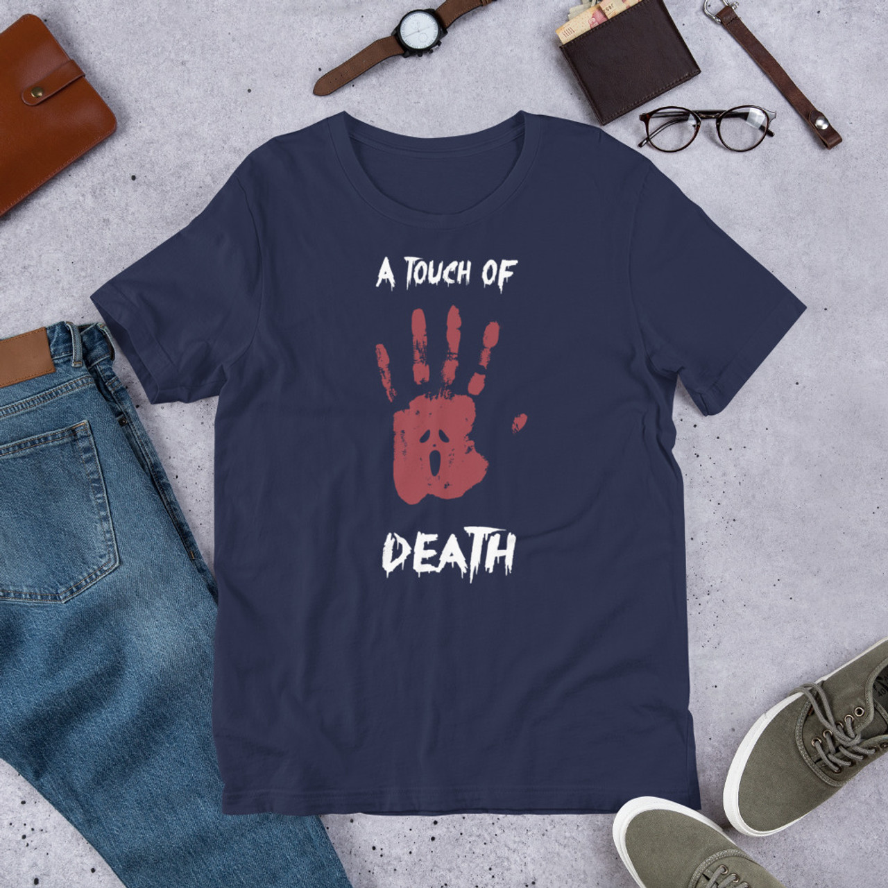 Navy T-Shirt - Bella + Canvas 3001 A Touch Of Death