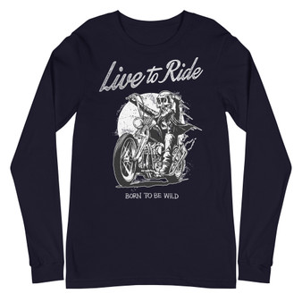 Black Unisex Long Sleeve Tee - Bella + Canvas 3501  Live To Ride