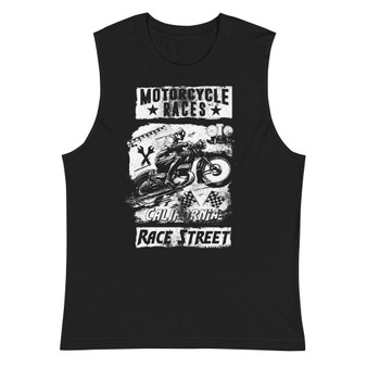 Black Unisex Muscle Shirt - Bella + Canvas 3483  Motorcycle Races