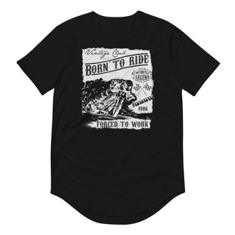 Black Curved Hem Tee - Bella + Canvas 3003 Born to Ride