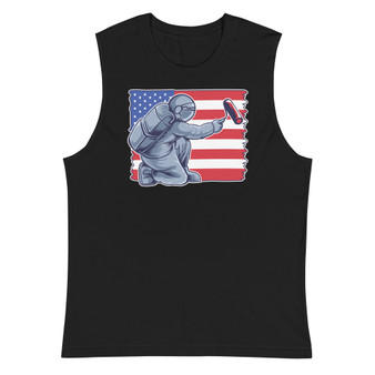 Astronaut Painting Flag Unisex Muscle Shirt - Bella + Canvas 3483 