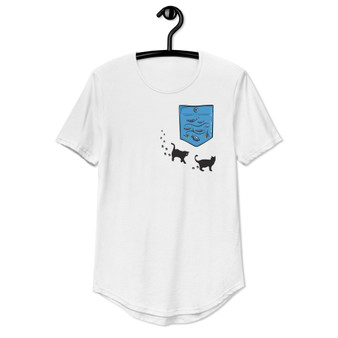 Aquarium Pocket Curved Hem Tee - Bella + Canvas 3003 