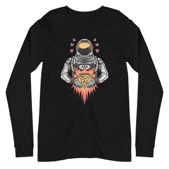 Astronaut Space Pizza Unisex Long Sleeve Tee - Bella + Canvas 3501 