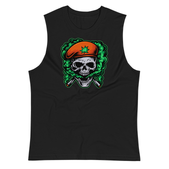 Black Captain Skull Cannabis Unisex Muscle Shirt - Bella + Canvas 3483