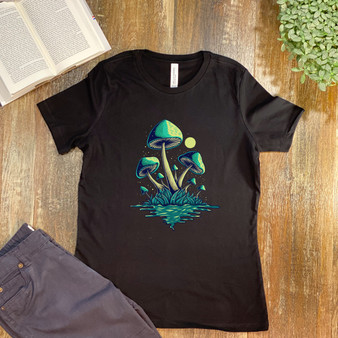 Black Mushroom Island  Women's Relaxed T-Shirt - Bella + Canvas 6400