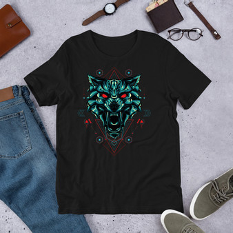 Black Night Wolf Unisex Staple T-Shirt - Bella + Canvas 3001