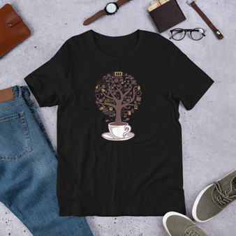 Black T-Shirt - Bella + Canvas 3001 Coffee Tree