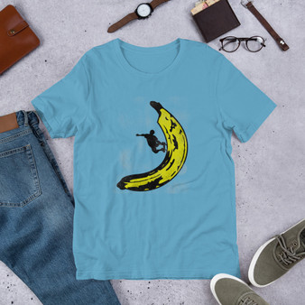 Ocean Blue T-Shirt - Bella + Canvas 3001 Banana Skateboard