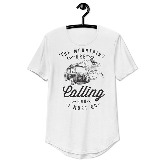 The Mountains Are Calling Curved Hem Tee - Bella + Canvas 3003 