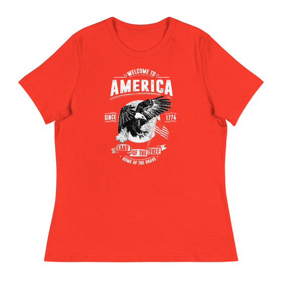 Welcome To America Women's Relaxed T-Shirt - Bella + Canvas 6400 