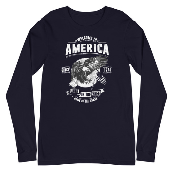 Welcome To America Unisex Long Sleeve Tee - Bella + Canvas 3501 