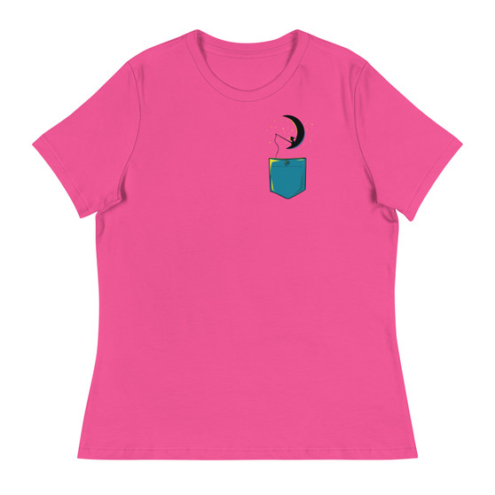 Child On Moon Pocket Women's Relaxed T-Shirt - Bella + Canvas 6400 