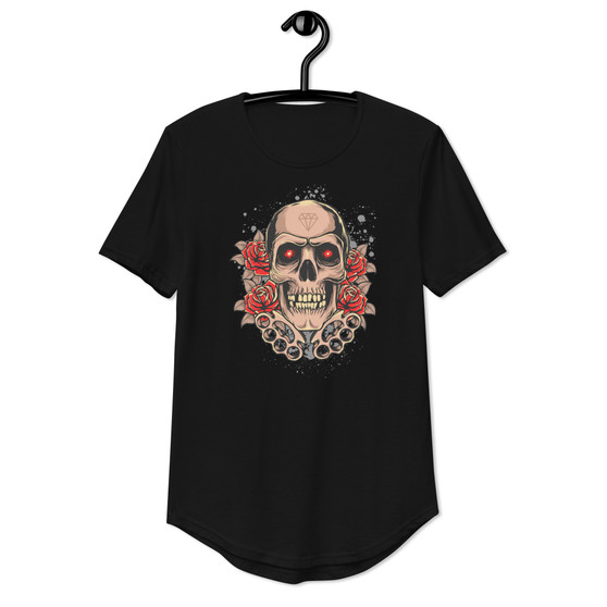 Knuckles Skull Curved Hem Tee - Bella + Canvas 3003 