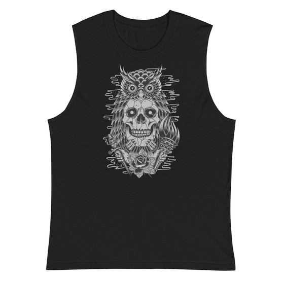 Owl Skull Unisex Muscle Shirt - Bella + Canvas 3483 