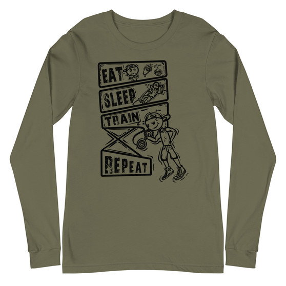 Eat Sleep Train Unisex Long Sleeve Tee - Bella + Canvas 3501 