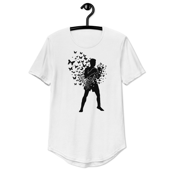 Float Like A Butterfly Sting Like A Bee Curved Hem Tee - Bella + Canvas 3003 