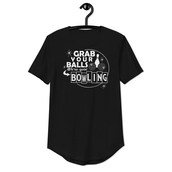 Grab Your Balls Were Going Bowling Curved Hem Tee - Bella + Canvas 3003 