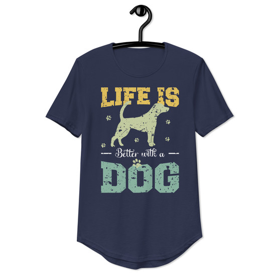 Life Is Better With A Dog Curved Hem Tee - Bella + Canvas 3003 