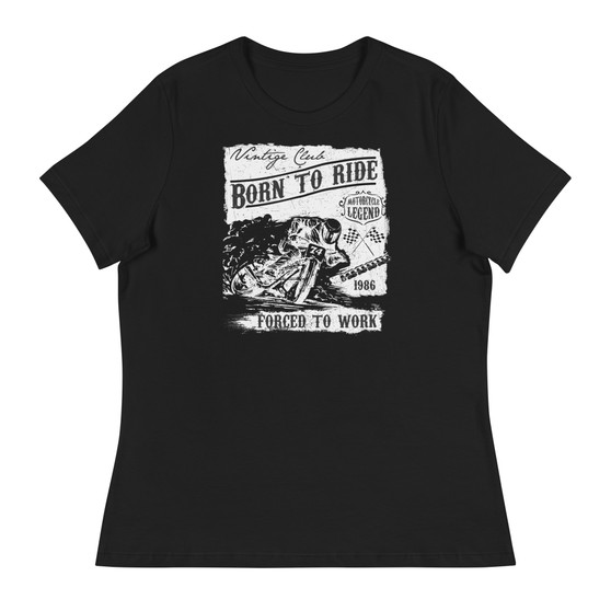 Black Women's Relaxed T-Shirt - Bella + Canvas 6400 Born to Ride