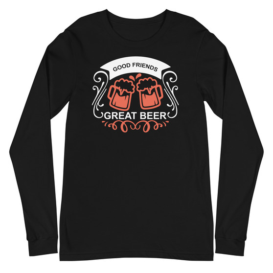 Good Friends Great Beer Unisex Long Sleeve Tee - Bella + Canvas 3501 