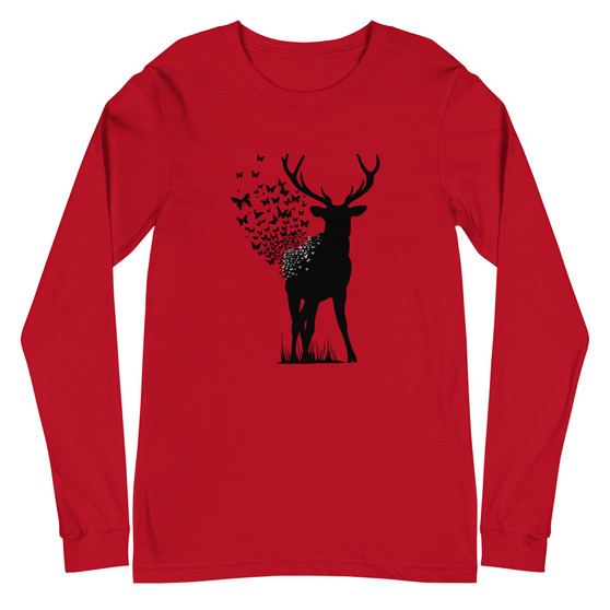 Deer Butterfly Unisex Long Sleeve Tee - Bella + Canvas 3501 