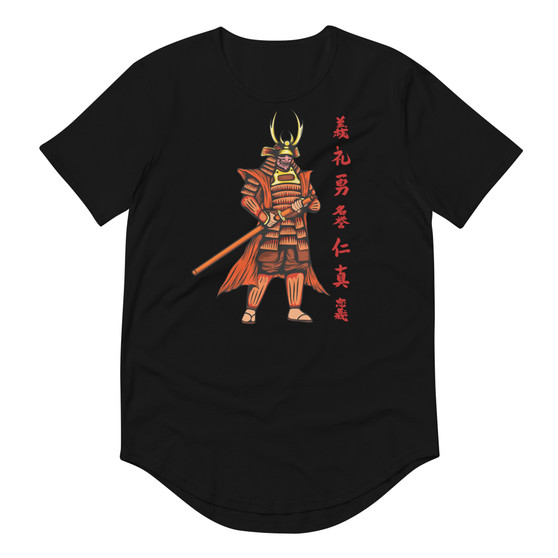 Samurai 2 Curved Hem Tee - Bella + Canvas 3003 