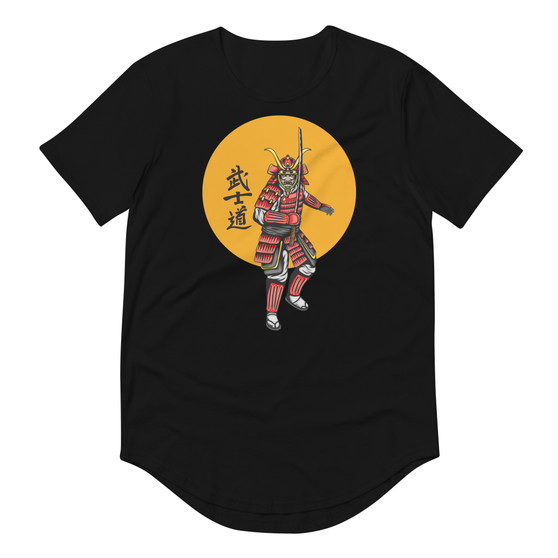 Samurai 3 Curved Hem Tee - Bella + Canvas 3003 