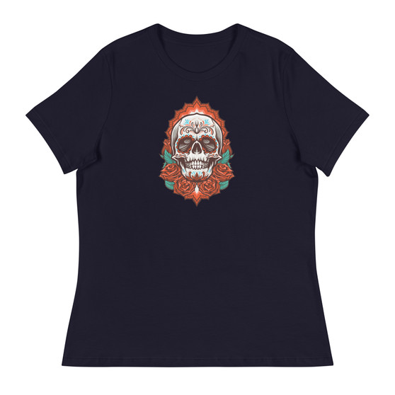 Rose Skull Women's Relaxed T-Shirt - Bella + Canvas 6400 
