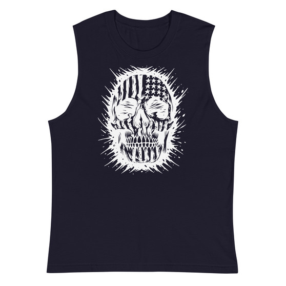 American Skull Black & White  Unisex Muscle Shirt - Bella + Canvas 3483