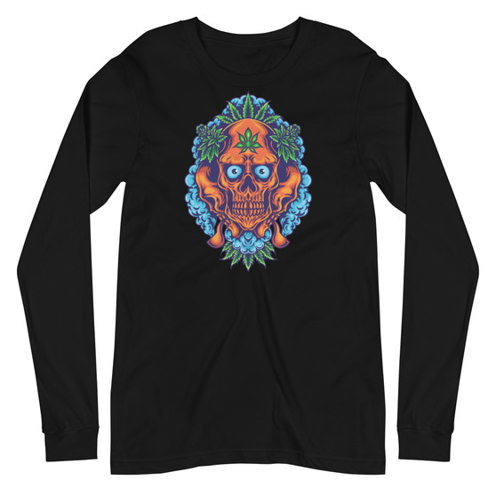 Cannabis Skull Smoke Unisex Long Sleeve Tee - Bella + Canvas 3501 