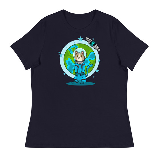 Planet Astro Cat Women's Relaxed T-Shirt - Bella + Canvas 6400 