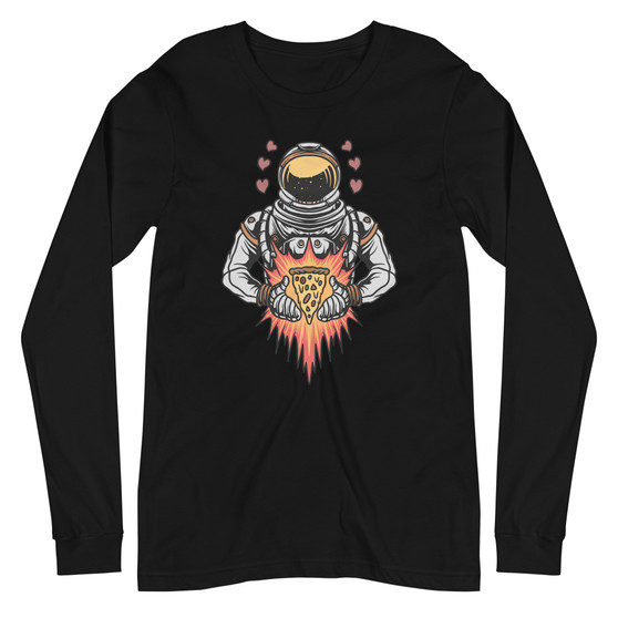 Astronaut Space Pizza Unisex Long Sleeve Tee - Bella + Canvas 3501 