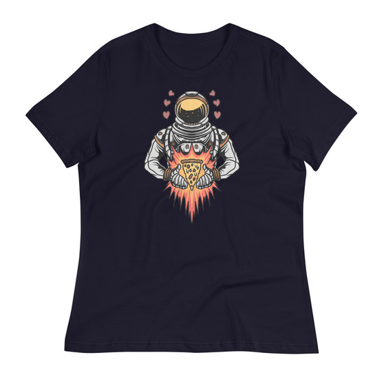 Astronaut Space Pizza Women's Relaxed T-Shirt - Bella + Canvas 6400